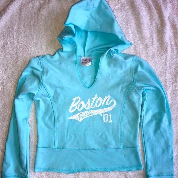 Genuine Merchandise Other - EUC Girls Small Boston Red Sox Hooded Crop Top Hoodie